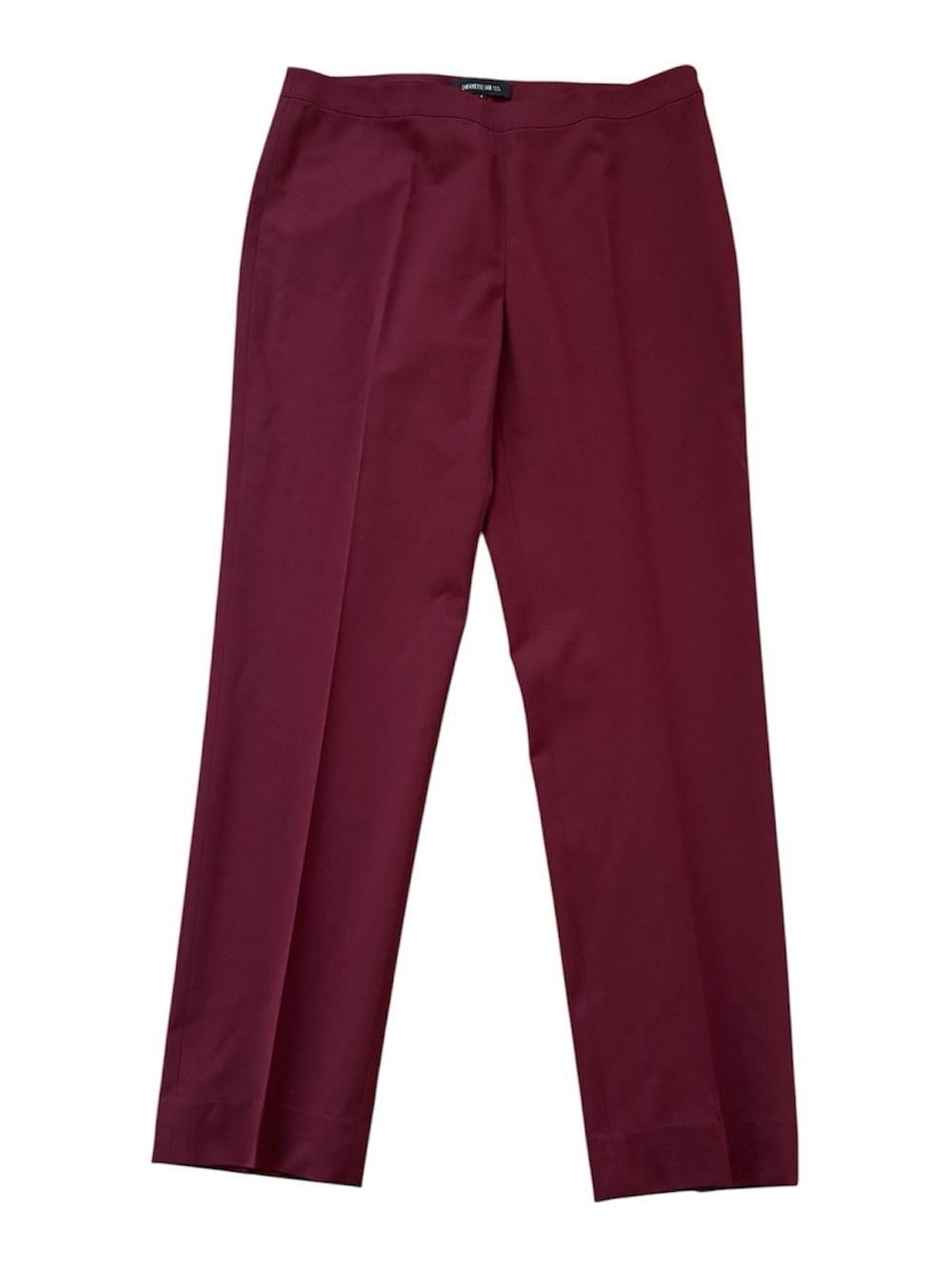 Lafayette 148 Bleecker Stretch Wool Straight Leg Pants Size 4 Burgundy Maroon
